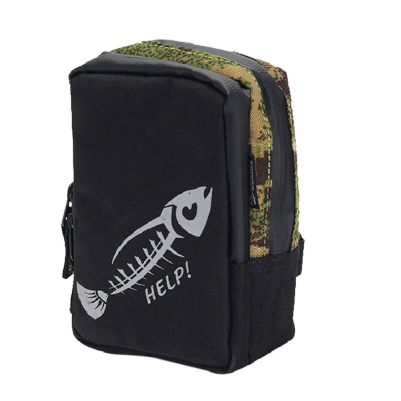 Bolsa de lona para pesca al aire libre, bolsa pequeña, bolsa de carretes de pesca, línea de pesca/bolsa de cintura para rueda, equipo de pesca con 2 cierres: Borgoña