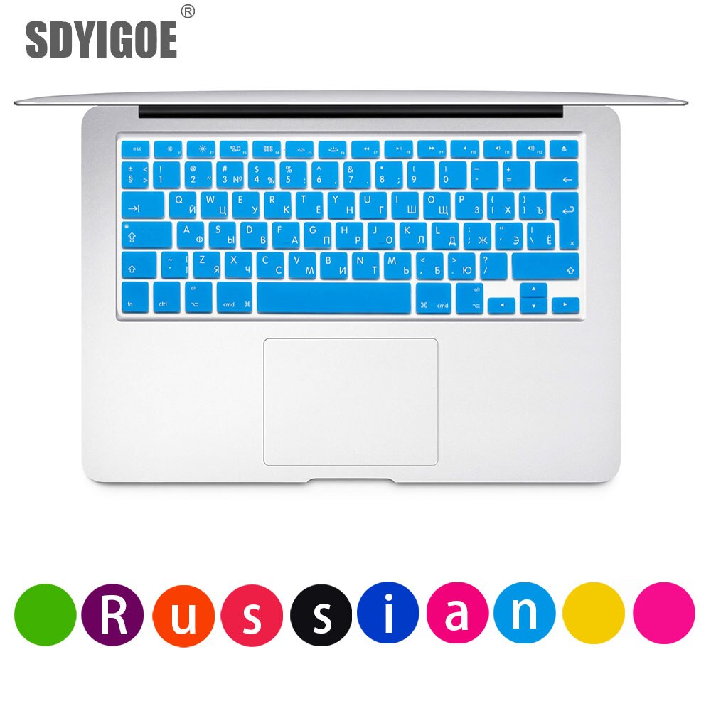 Russische Für apple macbook pro Laptop Tastatur abdeckung air 13 &quot;15pro A1466A1502A1398A1278EU-Enter Silikon Tastatur schutz film: Blau