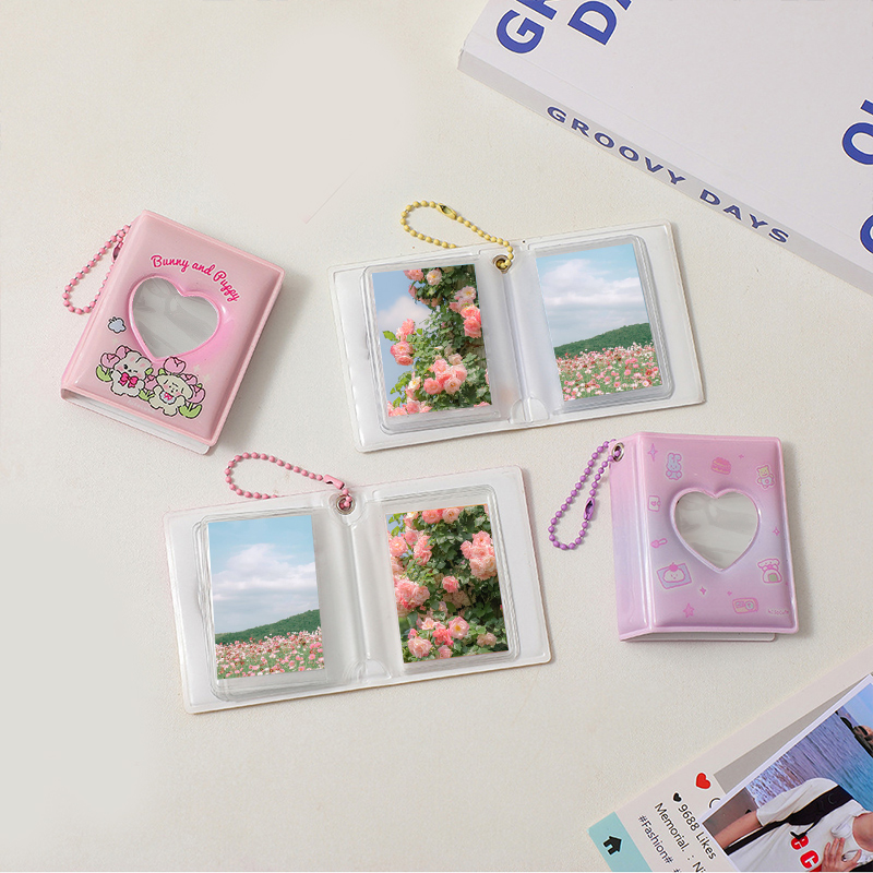 Mini album de dessin animé avec porte-clés, idole, petit porte-cartes, sac à cartes Instax, porte-photo , 2 pouces, 16 poches
