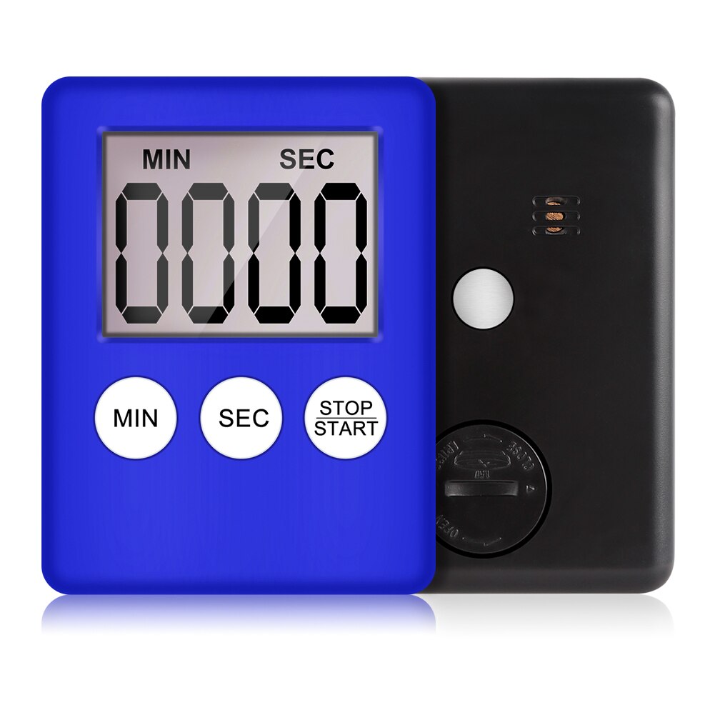 1 pcs 5 Cores Super Dunne LCD Digitale Scherm Kookwekker Vierkante Koken Tellen Countdown Alarm Magneet Klok Temporizador: Blauw