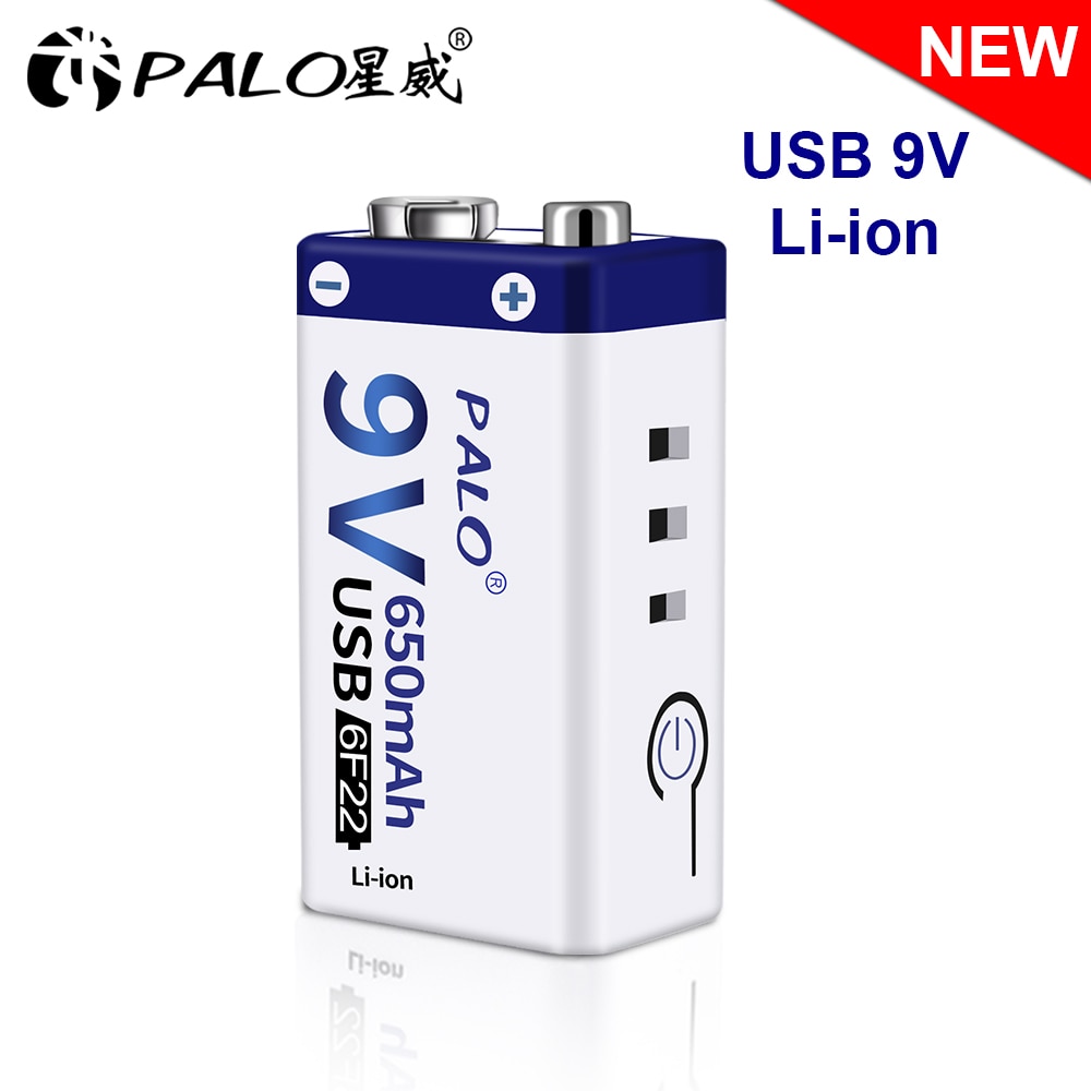 1-12pcs USB 9V lithium rechargeable battery 9V 650mAh li-ion batteries led display