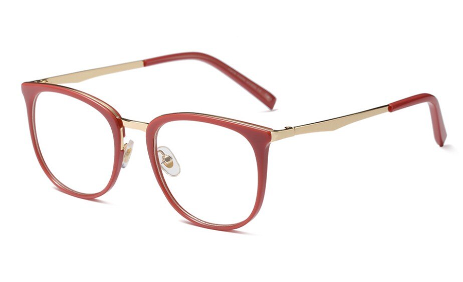 45535 Dames Vierkante Metalen Bril Frames Vrouwen Optische Brillen Mode Brillen Computer Bril: C3 red clear
