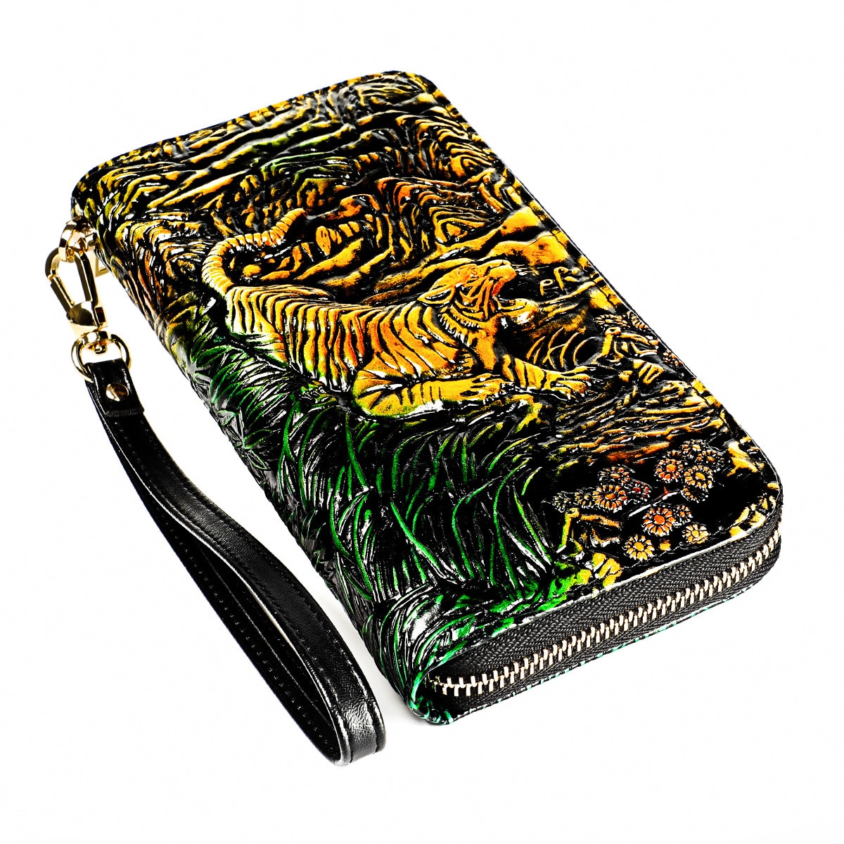 Man Women Genuine Leather Wallet Business Rfid Women Wallets Short Male Purse Card Holder Wallet Men PORTFOLIO Male Clutch: 913 Golden Tiger