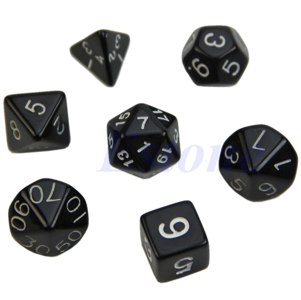 7pz Bianco di lato morire D4 D6 D8 D10 D12 D20 RPG Poli Dadi Gioco