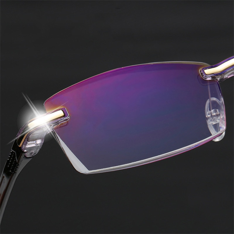 Ahora Männer Randlose Lesebrille Frauen Anti Blaues Licht Blockieren Quadratische Rahmenlose Presbyopie Brille Dioptrien +1,0 1,5 2 2,5 4,0