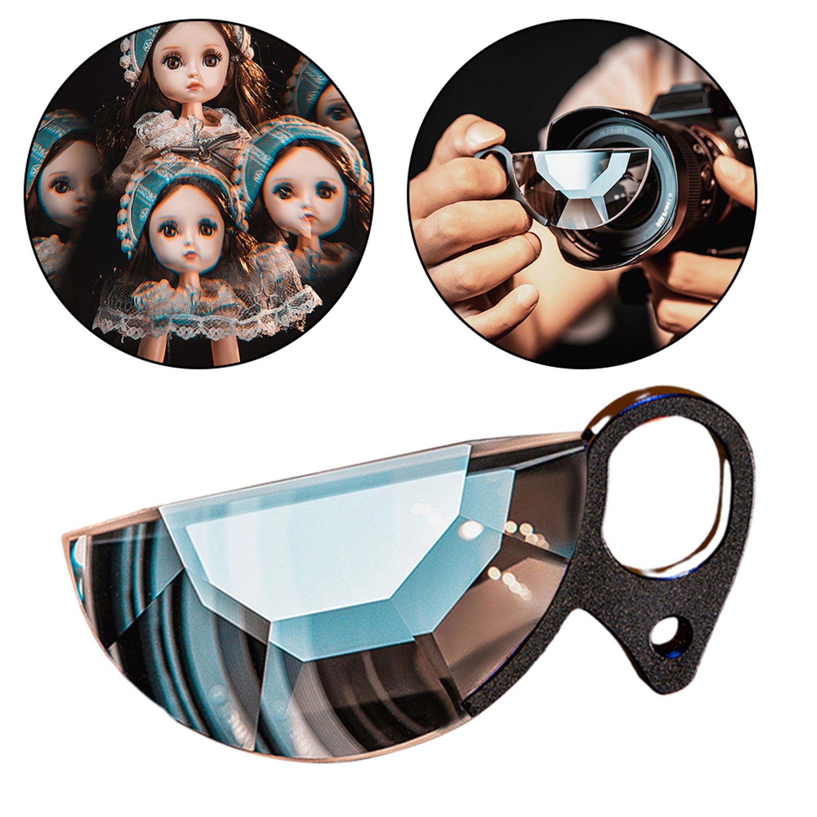 Filtro de lente de cámara semicírculo de mano, Prisma de vidrio óptico, múltiples refracciones FX, accesorios de cámara fotográfica de vídeo SLR