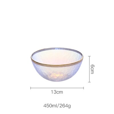 Colorful glass tableware plate Dessert salad bowl Western dish dinner tray fruit plate dinnerware sets plate: 450ml bowl