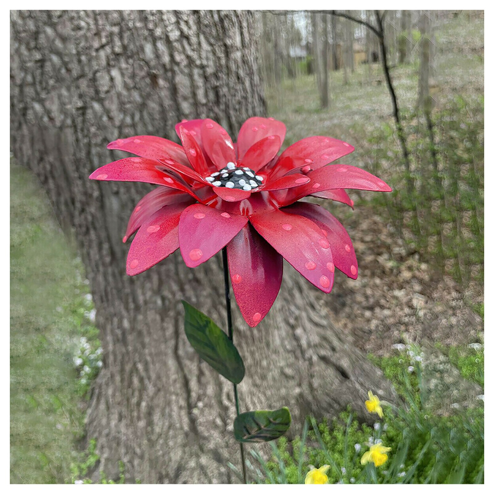 Piquets de jardin en métal, fleur de lys, artisanat en fer forgé à la main, Art de jardin, de fête des mères, décoration de la maison L23: Rouge