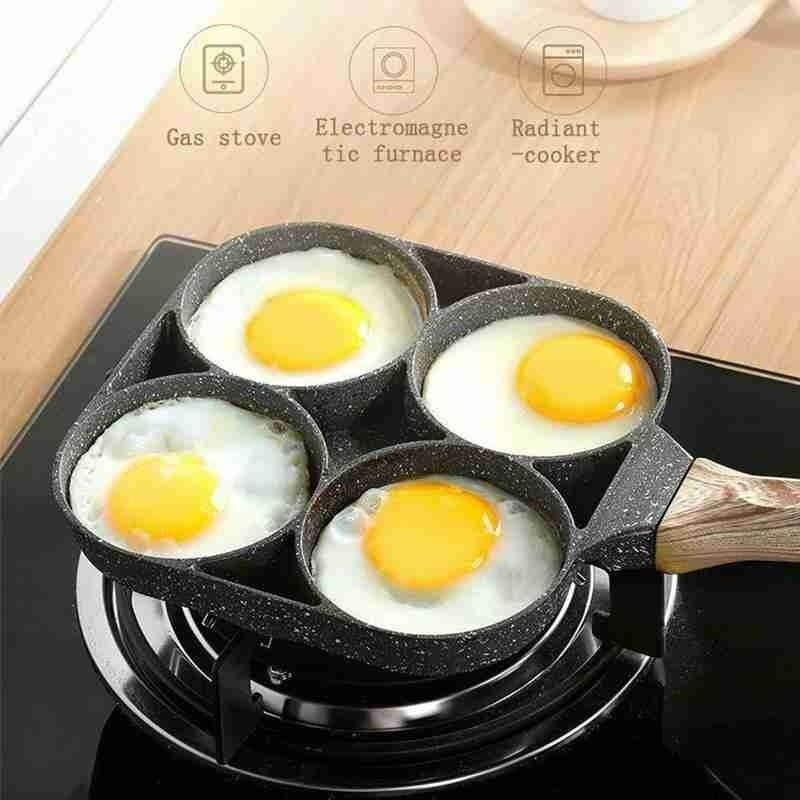 Four-hole Frying Pot Pan Thickened Omelet Pan Non-stick Egg Pancake Steak Pan Cooking Egg Ham Pans Breakfast Maker Cookware