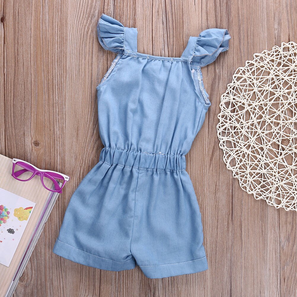 Girls Denim Jumpsuit Romper Playsuit Wash Skinny Legs Girl Jeans Overall Casual Trousers