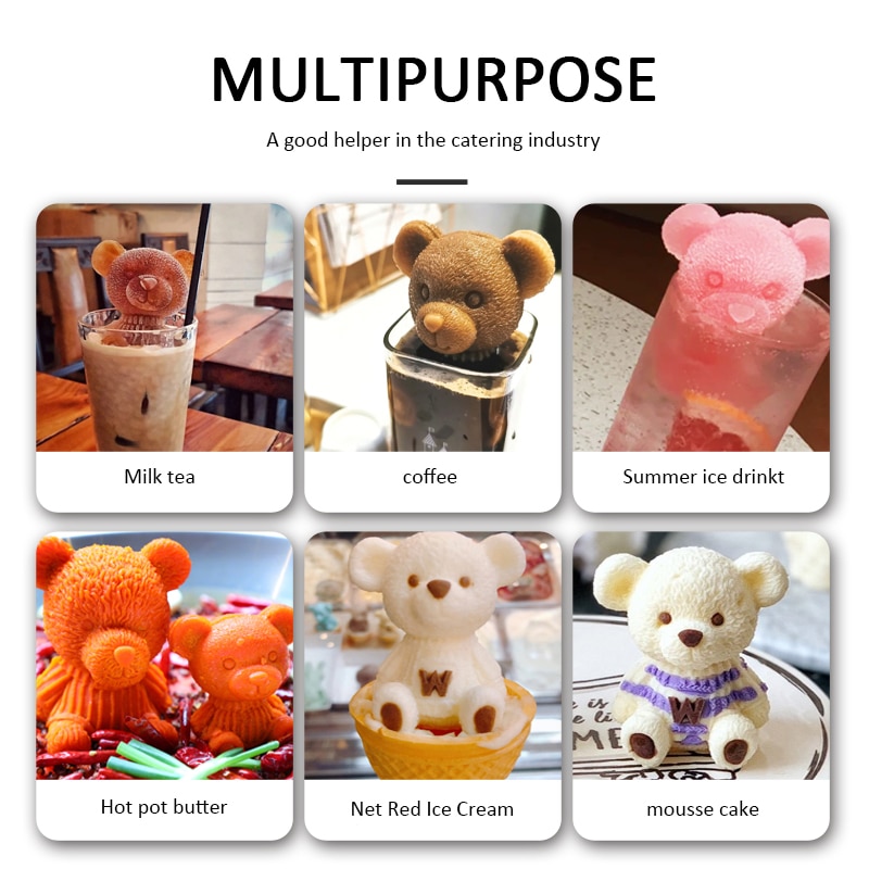 3D Speelgoed Strik Beer Siliconen Mal Fondant Cake Koffie Mallen Chocolade Beer Mould Taart Tools Keuken Bakken Accessoires