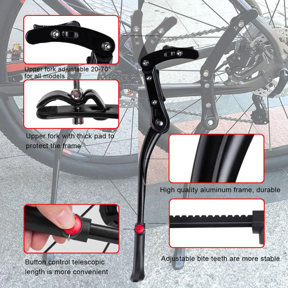 Justerbar cykelfodstøtte støtteben mountainbike mtb aluminium sidebag støttefod tilbehør fodstøtte cykeldele