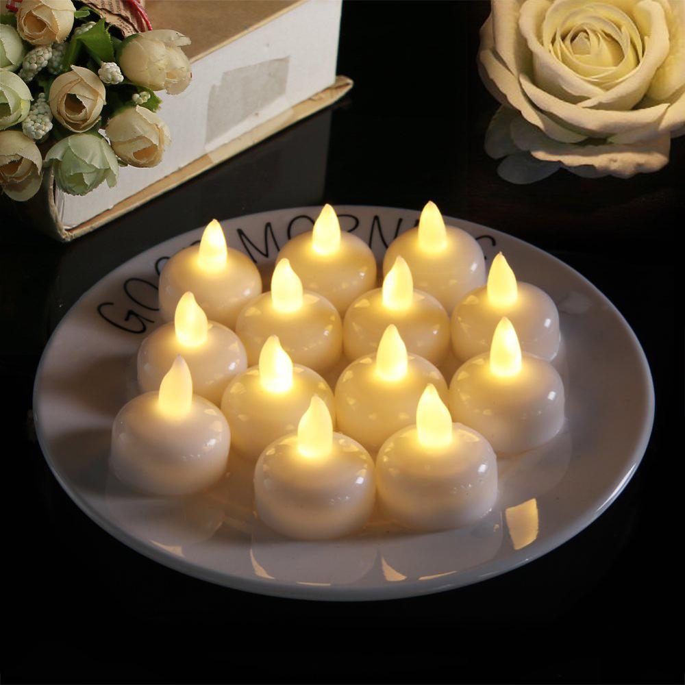 12 unids/pack velas flotantes a prueba de agua LED vela de té luz de vela electrónica sin llama lámpara de vela para baño SPA Pray