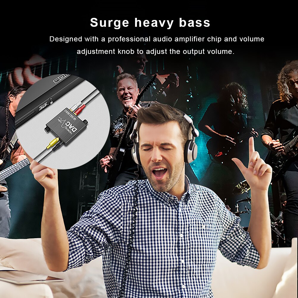 Digital to Analog Audio Converter Optical Fiber Toslink Coaxial Signal to RCA R/L Audio Decoder SPDIF ATV DAC Amplifier