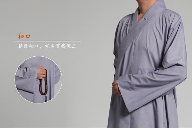 UNISEX verano y primavera gris de algodón monjes budistas robe shaolin kung fu uniformes zen lay abbot monja meditación vestido