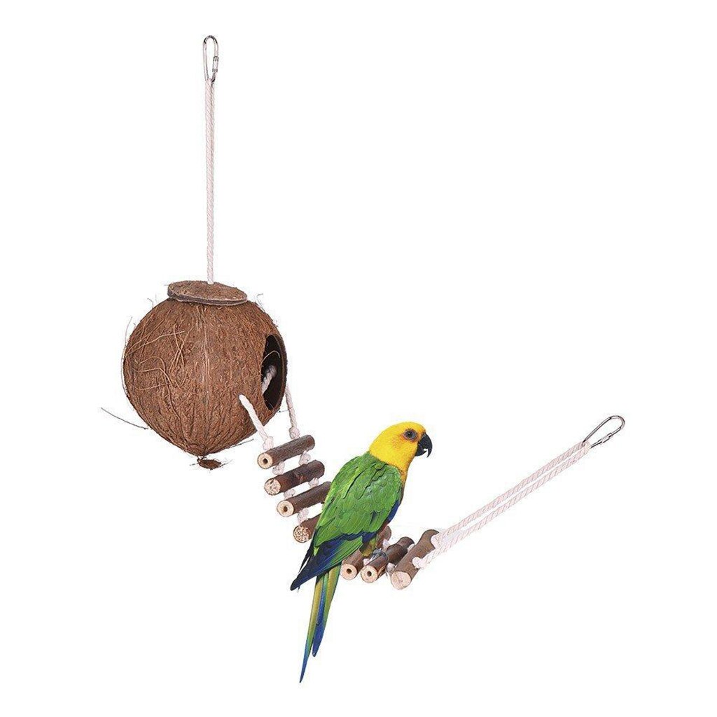 Pet Supply Vogelnest, Natuurlijke Kokosnoot Huisdier Fedder Spelen Hut Met Ladder Voor Thuis,