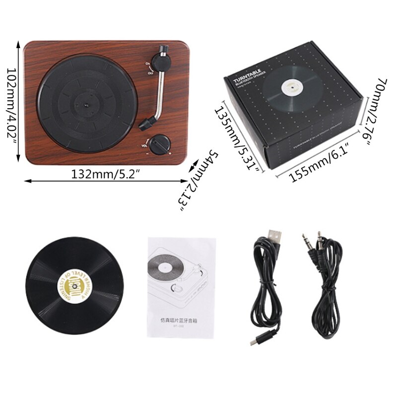 Retro Bluetooth-compatible Speaker Portable Vinyl Record Player Classic Bluetooth-compatible Sound Box Wireless Speaker