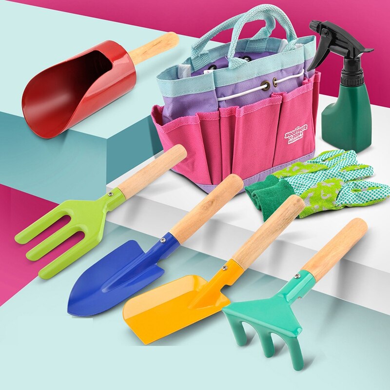 Kit De Jardinería Para Niños 10 Piezas - Pala, Rastrillo, Tenedor, Guantes, Delantal Y Regadera, Con Mangos Ergonómicos