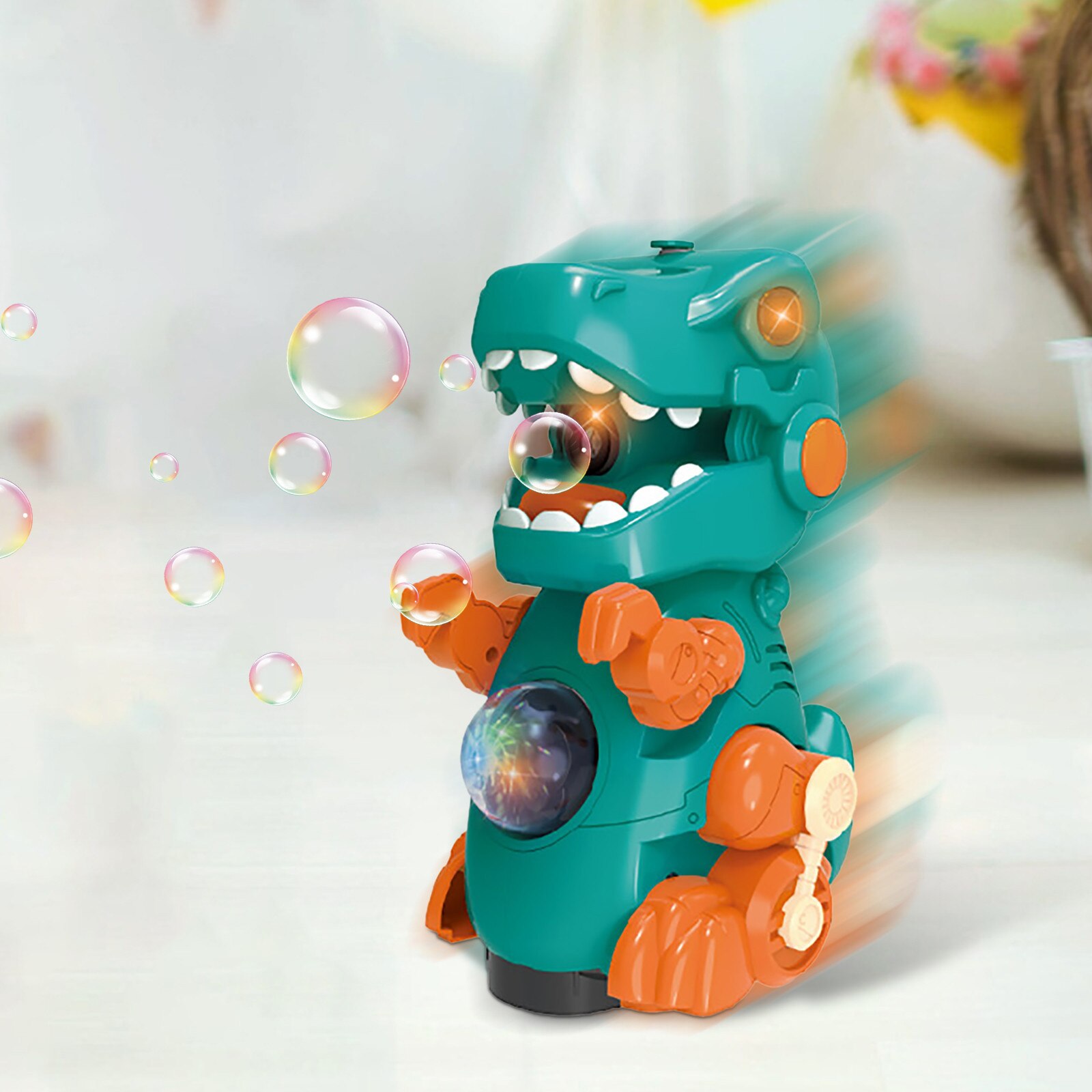 Zeep Bulbles Machine Elektrische Dinosaurus Lopen Automatische Bubble Party Bruiloft Accessoires Muziek Verlichting Speelgoed (50Ml)