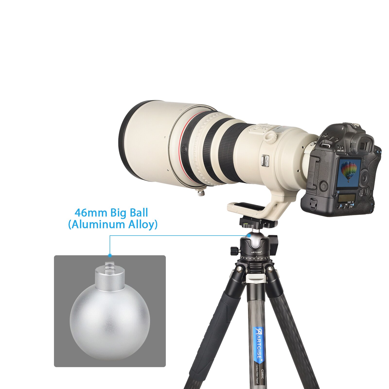 Updated EB46S Metal Tripod Ball Head Low Profile Tripod Head Panoramic Lower Gravity Center Max Load 25kg/55.1lbs