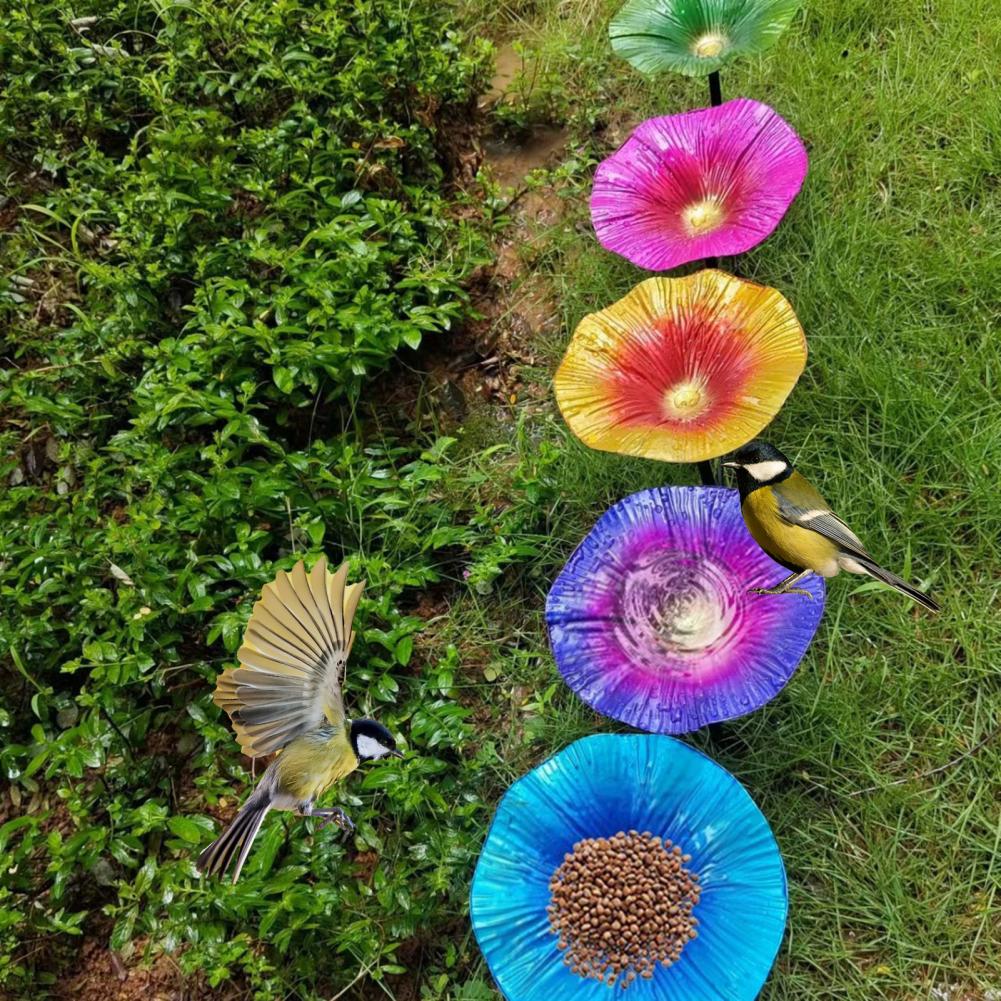Fácil de instalar alimentador de pássaros quintal alimentador de pássaros de metal estaca para jardim ao ar livre pátio rega resistente para pássaros