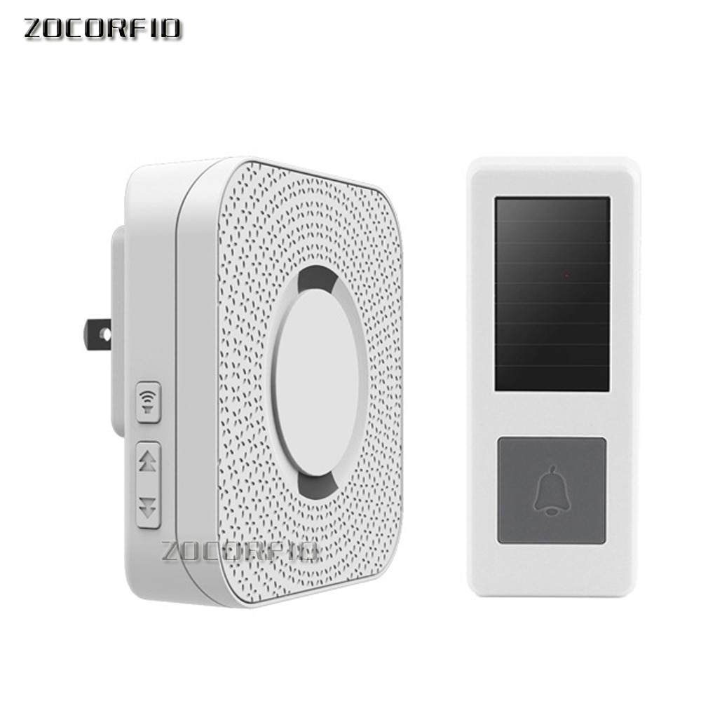 300M range Solar power Wireless Doorbell with AC220V Plug 52 Melody White Waterproof Door bell