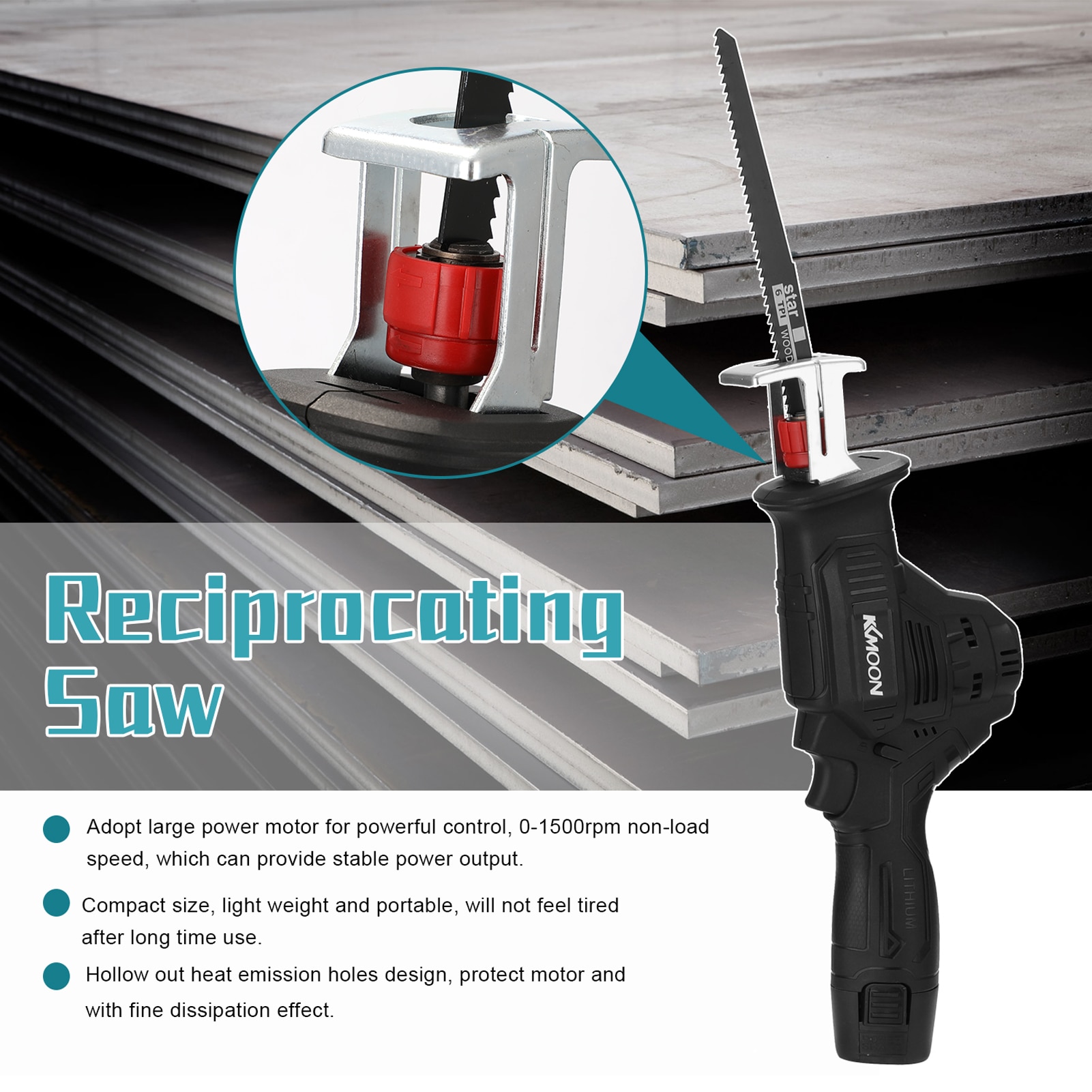 Portable Reciprocating Saws Outdoor Saber Saw Electric Power Tools for Cutting Wood Iron Sheet Plastics with battery Saw Bit