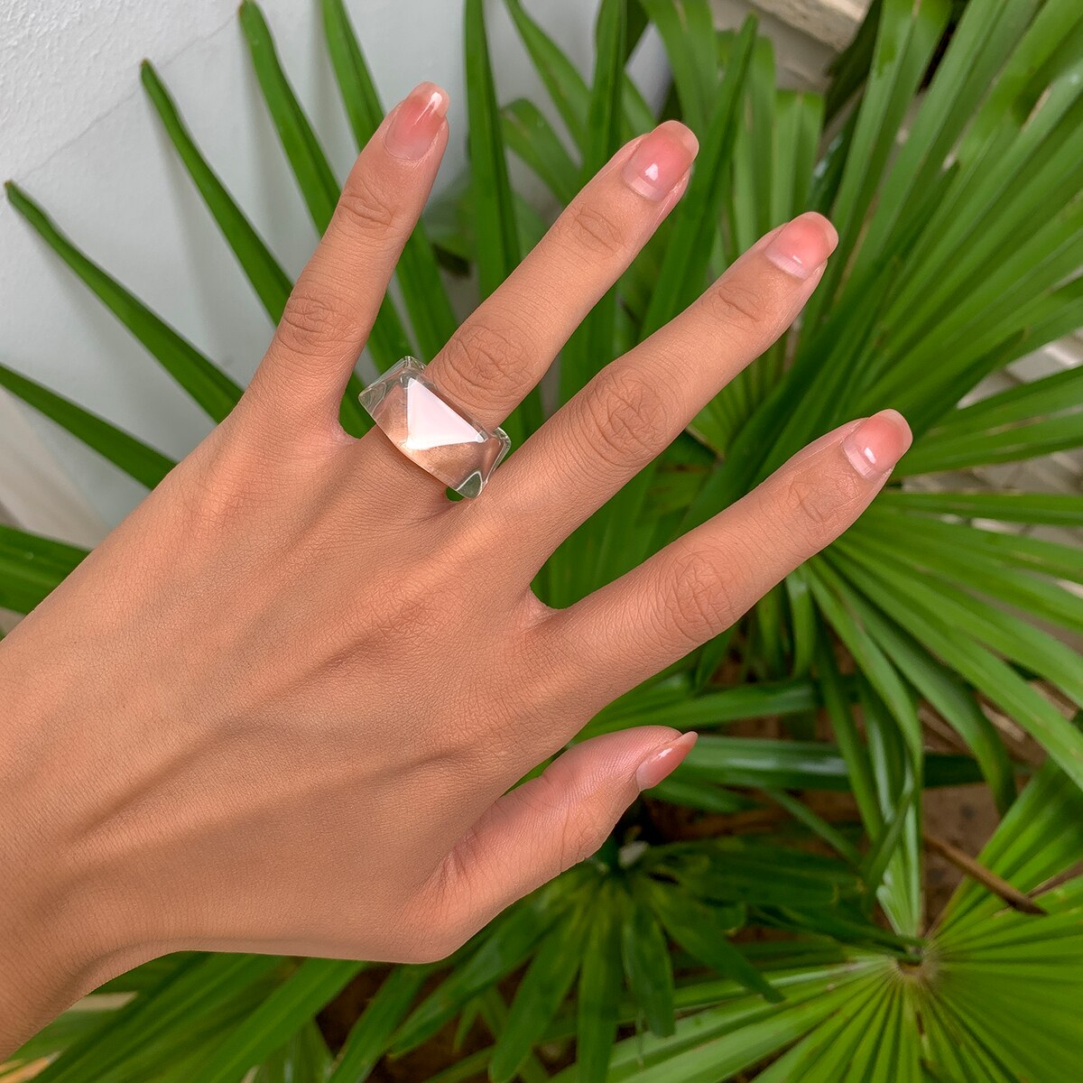 Gennemsigtig akryl geometriske åbne ringe regnbue farverige harpiks kno finger ringe til kvinder piger smykke fest