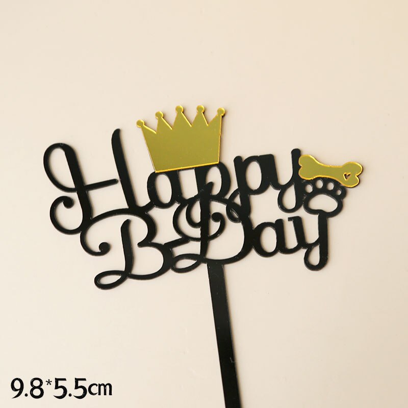 Akrylowa dekoracja na tort urodzinowy Topper pies rasy Husky flagi korona gwiazdy dekoracja piękny kreskówka szczeniak dla dziecka Kid Party ciasta prezenty: 5 Acrylic