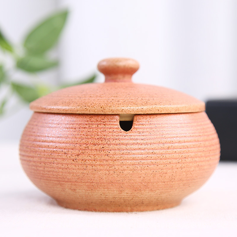 European Ceramic Ashtray with Lid Kiln Change Glaze Decorative Desktop Ashtrays Living Room Retro Ash Tray Ornaments: Blue