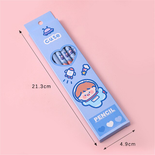 6 Pcs/Set Cute Cartoon Animals Kids Hb Standard Pencil Stationery Pencils For Kids Drawing Sketch Writing Suplies Students: Astronaut