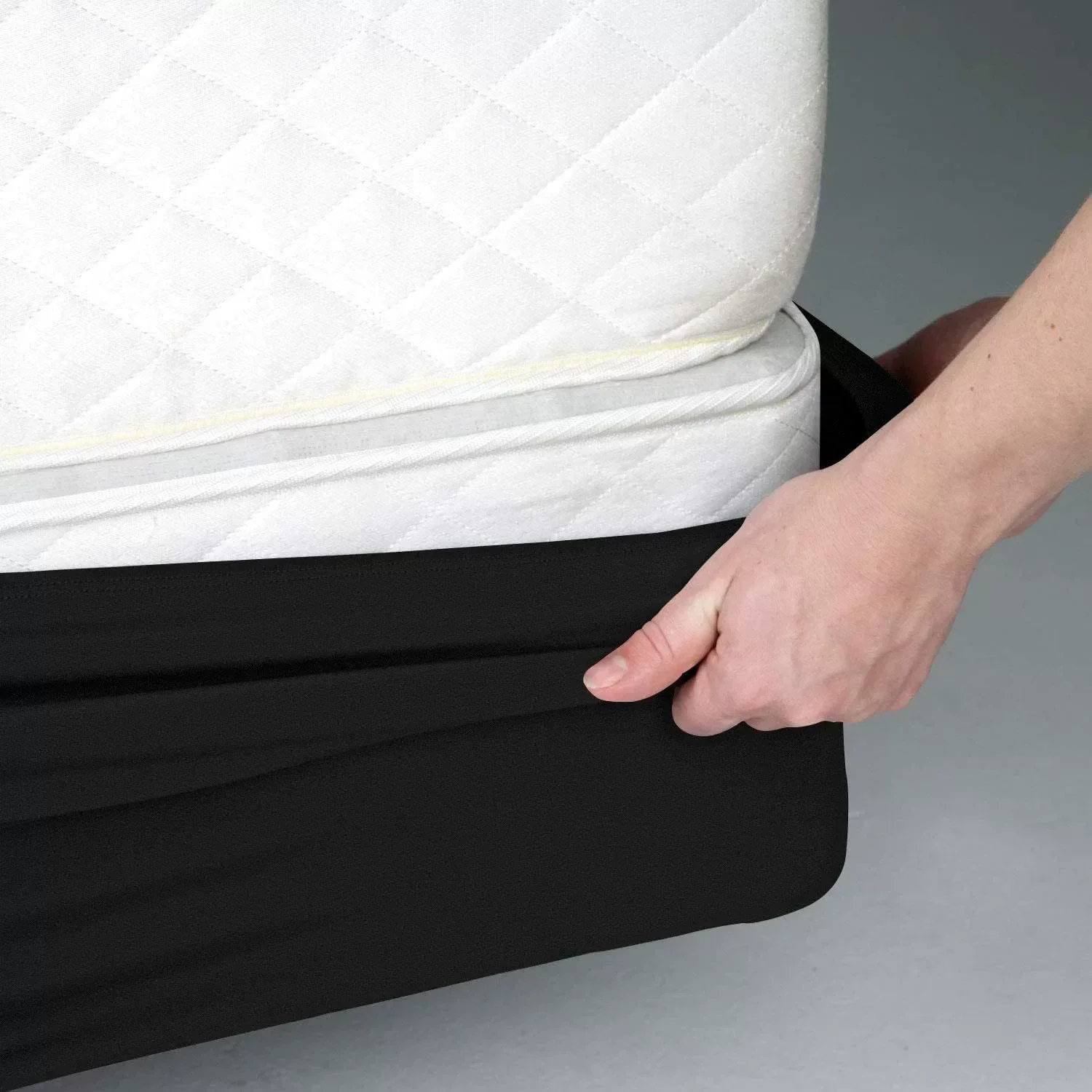 1 x box spring mattress covers in hotel quality, wrap-around bed skirts – mattress protector envelope – easy to install, twin/full/queen/king: Bed 180 / White