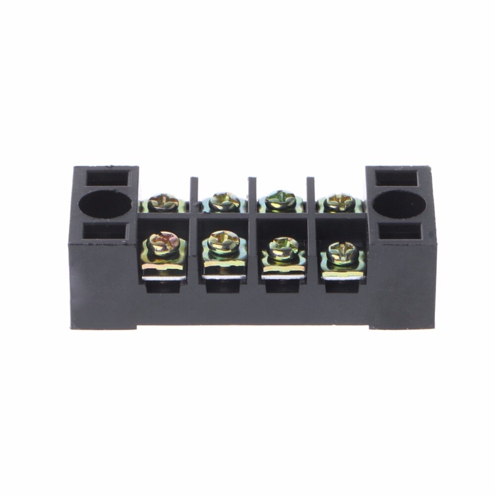 600V 15A 4 Positions Dual Rows Covered Barrier Screw Terminal Block Strip Wires Connector