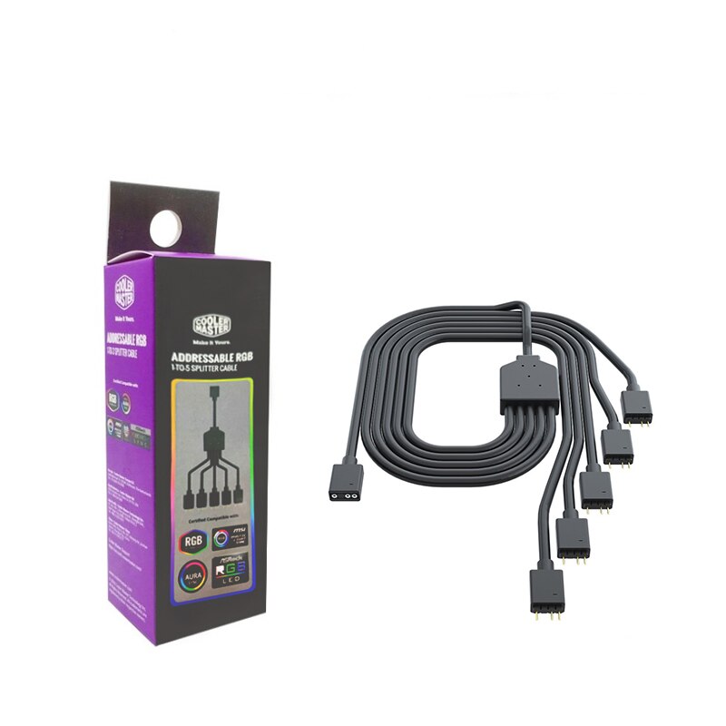 Cooler Master 1 Tot 5 3PIN 5V Argb Fan Adapterkabel Computer Case Fan Connector Kabel Compatibel Argb Extension voor Msi Asus