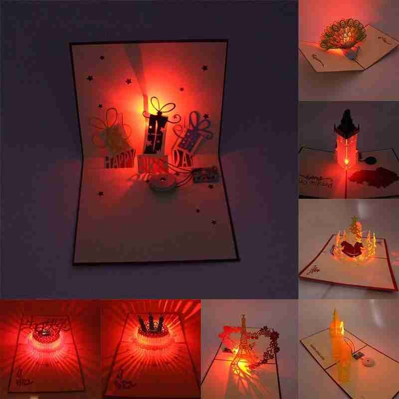 Anniversaire musique lumière carte de voeux noël et nouvelle carte année 3D stéréo voeux X1B5