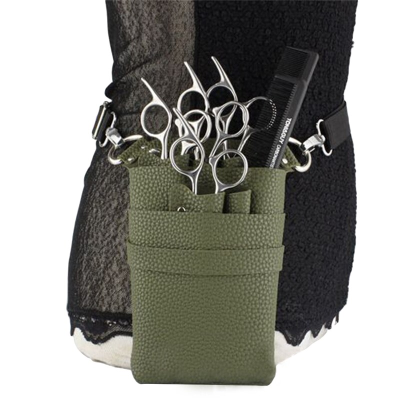 Étui en cuir PU avec ceinture réglable pour ranger les outils de coiffure ciseaux Clips étui peignes haute Capa