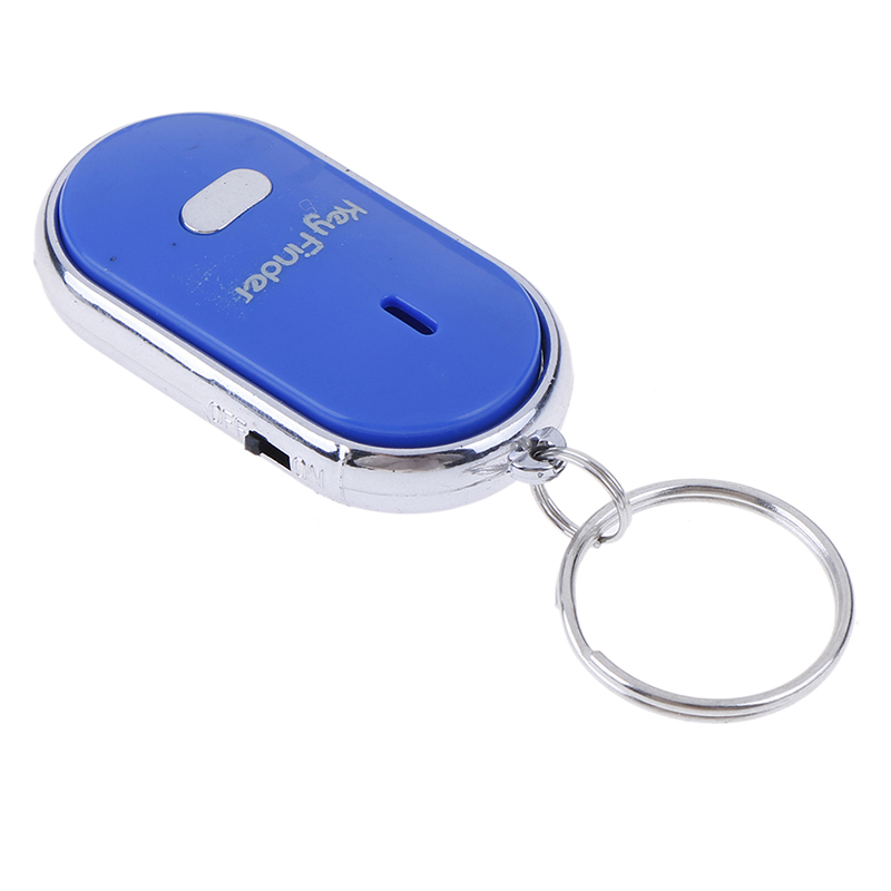 1pc bleu Anti-perte clé localisateur porte-clés sifflet bip sonore alarme lumière LED