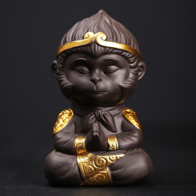 Ceramics Monkey King Monkey King tea pet ornaments Car accessories tea play fish tank landscaping tea tray tea set accessories: Small B