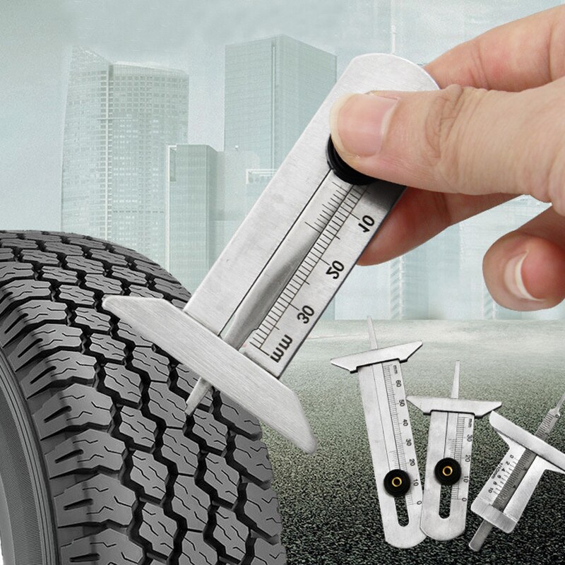 AI-ROAD Stainless Steel Car Tyre Tire Tread Depth Gauge Meter Ruler Caliper Measuring Tool Moto Truck