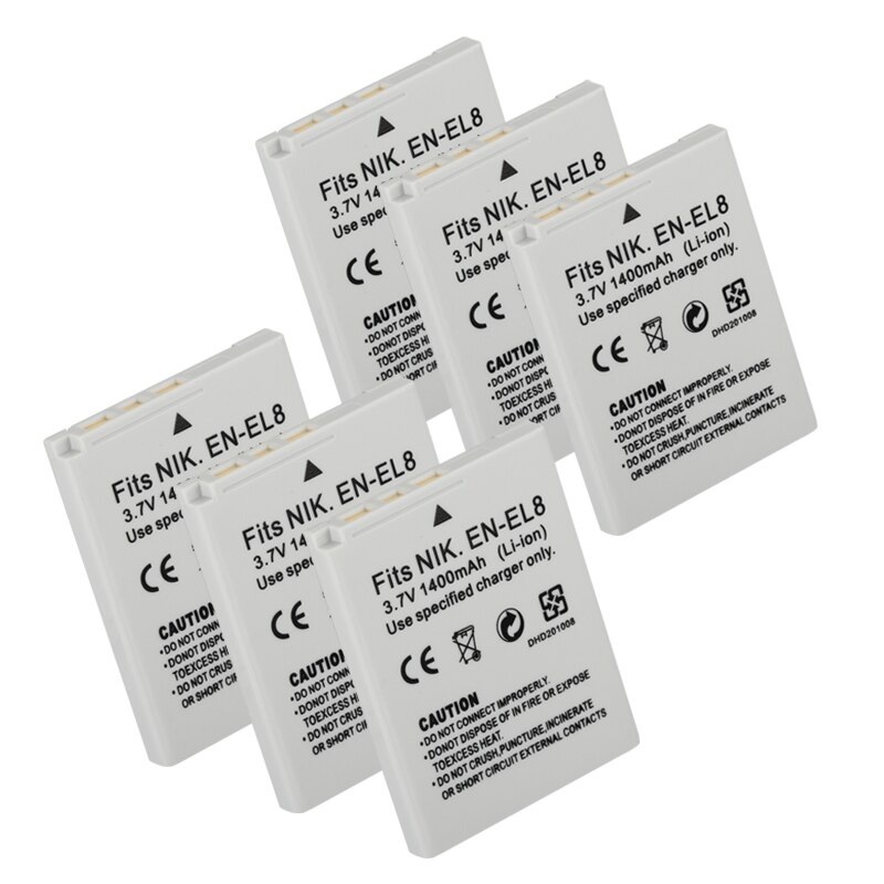EN EL8 ENEL8 Battery 1400mAh for Nikon COOLPIX P1 P2 L1 L2 S1 S2 S3 S4 S5 S6 S7 S7C S8 S9 S51 S50 S52 EN-EL8 Camera Batteries: 6 Battery