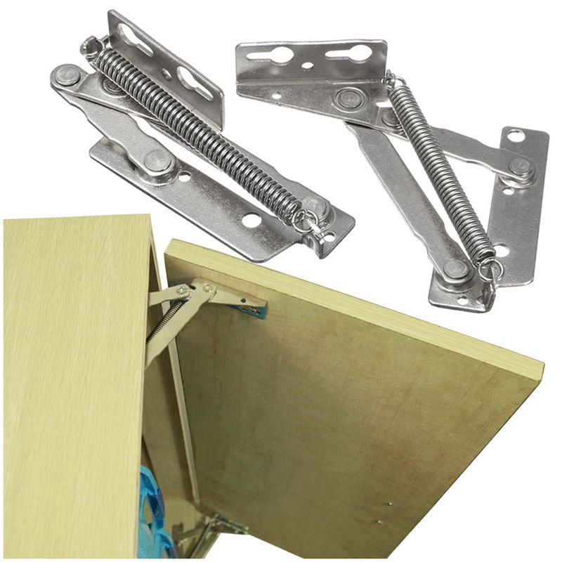 2x 80 degree Sprung Hinges Cabinet Door Lift Up Stay Flap Top Support Cupboard Kitchen