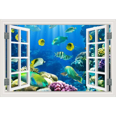 Nature Landscape Flowers 3D Window Art Wall Decal Waterproof Removable Wallpaper Scenery Mural Sticker Home Decor Poster: ZN33