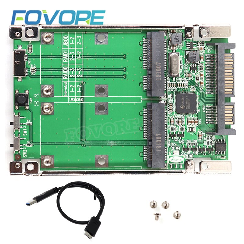 2.5 "sata iii - dual mini sata usb 3.0 to 2 msata ssd raid -ohjainkortin muunnin kaapelilla