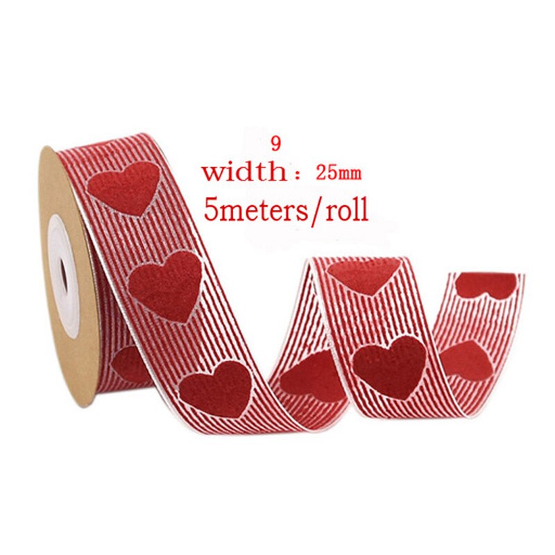 Love Embossed Ribbon Wedding Decoration Lover Packaging Peach Heart Red lace pink
