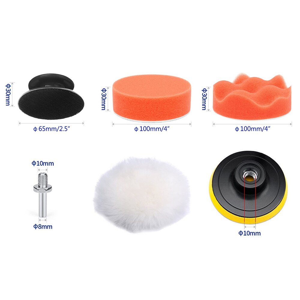 Kit de almohadillas de pulido Manual, almohadillas de pulido Manual, 4 pulgadas, encerado, mango de pinza de espuma, kit de corrección de pintura de taladro, búfer detallado, 8 Uds.
