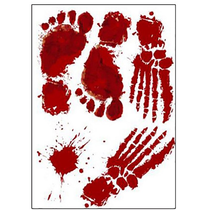 Halloween Horror Decoration Wall Stickers Blooding Handprint Foot Bloody Fingerprint Wallpaper Window Bedroom Decors Cool: 4
