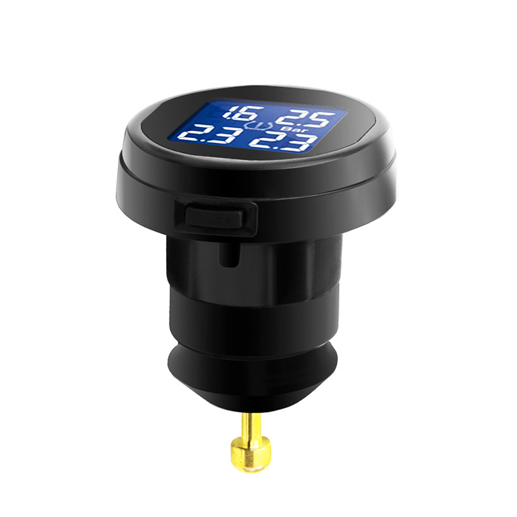 Tire Pressure Monitoring System TPMS Wireless Real-time Cigarette Lighter Plug TPMS and Temperature Gauge with 4 External Sensor