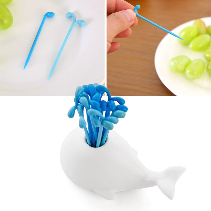 16 Stks/set Leuke Witte Walvis Fruit Vork Taart Snack Voedsel Fruit Dessert Pick Tandenstoker XHC88