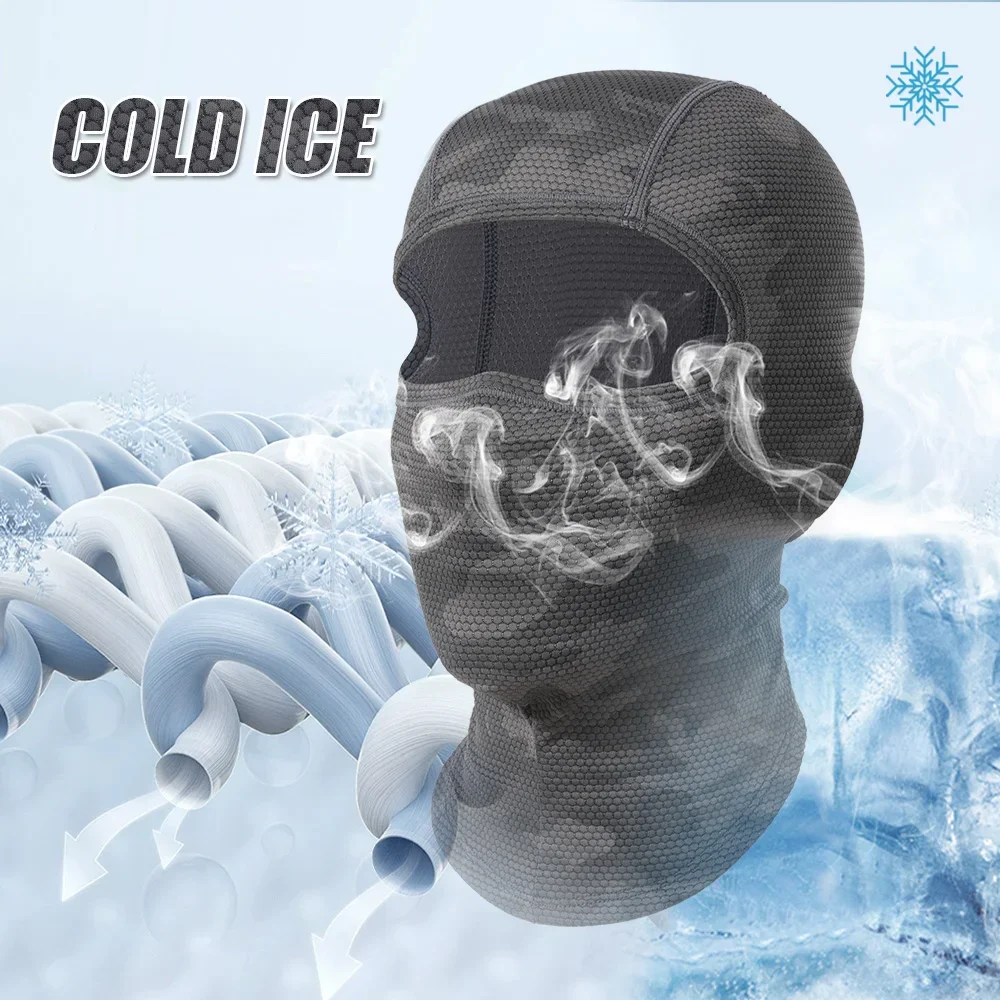 Ciclismo rosto cheio balaclava máscara facial de resfriamento respirável gelo seda wicking absorvente chapelaria para capacete da bicicleta equitação engrenagem