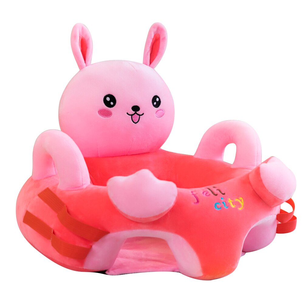 Cute Baby Plush Chair Sofa Practical Cartoon Animal Infant Baby Support Seat Chair Plush Toy for Learning Sit 45X48cm#37: without pole-Red